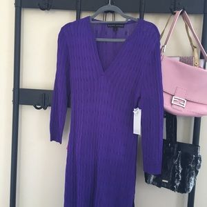 Purple long sleeve knit dress